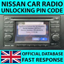 NISSAN RADIO PIN CODICE LCN CONNECT NAVI JUKE MICRA NAVARA NOTE QASHQAI X-TRAIL