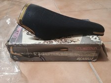 NOS Vintage Sella Iscaselle Giro D' Italia New Leather Saddle Mint Nuova Black