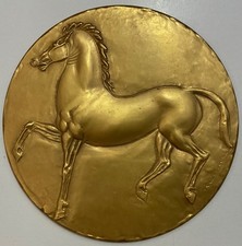 MESSINA FRANCESCO CAVALLO BASSORILIEVO IN BRONZO DORATO OPERA UNICA LORIOLI