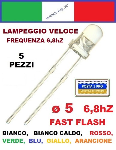 Diodo led lampeggiante - 5x,