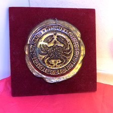 QUADRO PLACCA IN VETRO DI MURANO FERRO LORENZO  SERIE "ZODIACO" ANNI '70 CANCRO