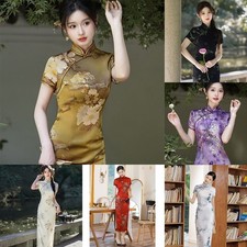 Abito lungo Cheongsam raso