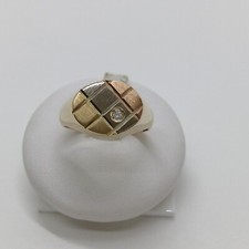 ANELLO UOMO ORO GIALLO 18KT CON SCUDO 3 COLORI CON ZIRCONE  9,6 GR. N.22 (0775)