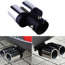 Doppio Scarico Acciaio Terminale  Marmitta Auto Universale Tuning Nero Cromo