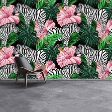 Carta da parati fotografica murale rimovibile autoadesiva zebre