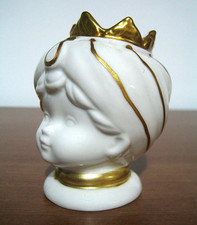 PORCELLANA HENRIETTE TESTA BIMBO PRINCIPE DECORATA COLOR ORO