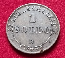 MONETA COIN MONNAIE STATO PONTIFICIO PAPA PIO IX° UN 1 SOLDO 1867 ANNO XXI° ROMA