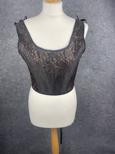 Corsetto broccato nero marrone