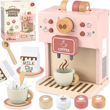 Macchina Caffè Giocattolo, Accessori Cucina Giocattolo Legno per Bambini Bambina
