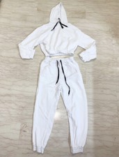TUTA SPORTIVA BIANCO NERO CROPPED + PANTALONE JOGGER SIMIL ZARA TG UNICA
