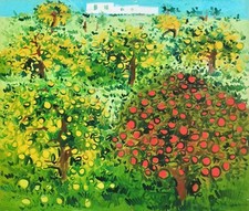 ATHOS FACCINCANI 60x70 olio su tela anni '90 alberi in fiore prezzo di realizzo