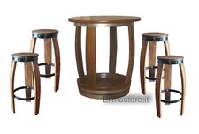 Set Tavolo Botte & 4 Sgabelli - Ideale per Pub, Bar, Taverne, Enoteche