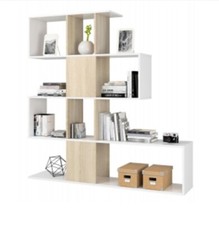 Libreria a zig zag moderna color ROVERE e BIANCO 145x28x145 cm 