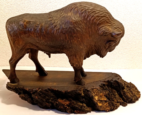 Scultura legno bufalo - in,