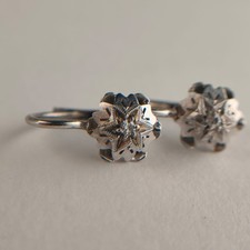 Orecchini vintage in Oro bianco 18 carati, diamante taglio rosa antico Art déco