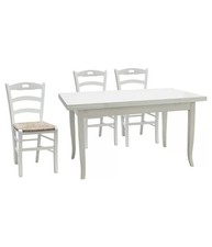 Set tavolo rettangolare shabby 100x70 120x80 140x80 160x85 allungabile con 4/6 s