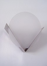 B.LACROIX & DAMON : APPLIQUE MODERNISTE ART DÉCO  LAITON CHROMÉ & DISQUE VERRE