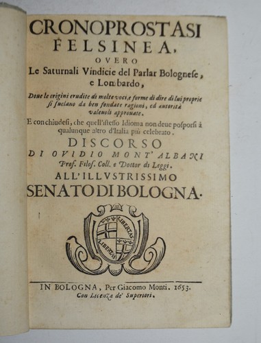 Cronoprostasi ediz 1653 - –, ediz.