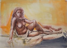 "Nudo" -1994- Sanguigna e pastelli su cartoncino di Silvestro Pistolesi cm 78x58