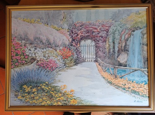 Quadro acquerello giardino - acquerello,