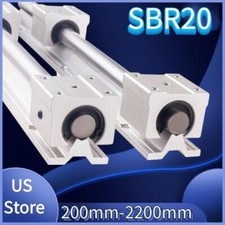 2x SBR20 Albero di guida lineare Silde Rail 200mm~2200mm+4x SBR20UU blocco cuscinetti SET