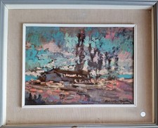 Dipinto di Voltolino Fontani, Olio Su Tavola 25,5x 35 cm.Scuola Labronica.