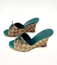 Sandali con zeppa Gucci in tela originali con logo GG taglia 36,5 F/S