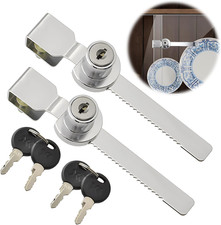 2 Pezzi Serratura Scorrevole Lama Con Chiavi Tono Argento Ufficio Vetrina Di Vet