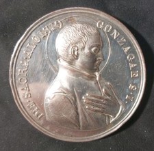 LEONE XIII MEDAGLIA SAN LUIGI GONZAGA 1896 BRONZO ARGENTATO