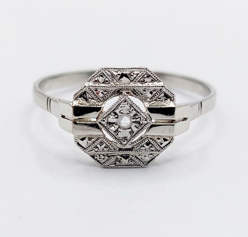 Anello art deco oro - , bianco