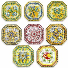 Piatto Ottagonale ceramica Caltagirone, con diverse opzioni decoro - h 32 x 32 c