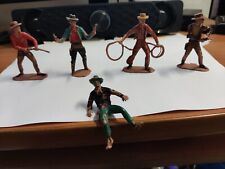 Lotto 5 SOLDATINI COWBOY VINTAGE DIPINTI A MANO altezza 7 cm