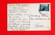 1946 cart. con bollo 2 lire istra litorale sloveno occ. yugo da abbazia a torino