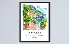Poster Acquerello Amalfi