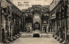 Old postcard AK Split Piazza