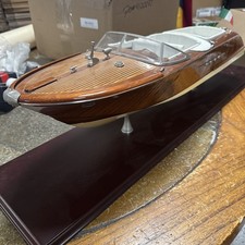 Riva Aquarama wood Model Italian Speed Boat 2 ft 24” Wooden 31” Base
