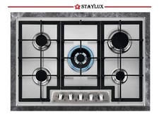 STAYLUX PIANO COTTURA 70 CM GHISA GAS METANO GPL INOX 5 FUOCHI SMALTATO VALVO