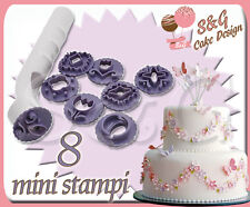 STAMPI AD ESPULSIONE PASTA DI ZUCCHERO e FONDENTE SET 8 STAMPINI CAKE DESIGN