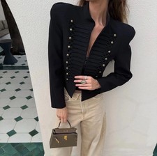 Zara Blazer Nero Slim Militare