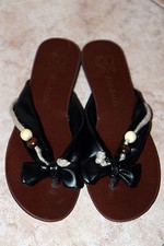 Sandali bassi (sabot ciabatte) infradito ecopelle nero+corda n. 38