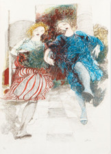 Ennio Calabria (Tripoli, 1937 – Roma, 2024) Bella LITOGRAFIA OPERA Figure Femme