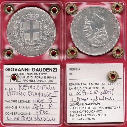Lire 1875 scudo tipo - 1875, 2°