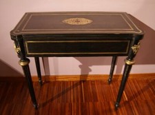 Antico tavolino da gioco consolle stile Boulle francese del 1800 in legno ebaniz