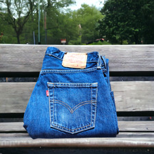 Levis 595 blu jeans vintage 90S fatto in Spagna taglia w. 34 accorciato