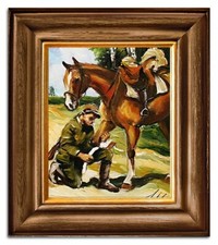 Kossak - 30x35cm Dipinto a