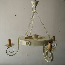 Lampadario a ruota di carro in legno ferro battuto cucina taverna 4 luci shabby