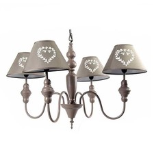 LAMPADARIO CUORI BIANCO CON 4 LUCI 67 CM COLORE TORTORA