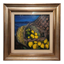 Cesto di limoni - Dipinto a olio, Italia, degli anni '80