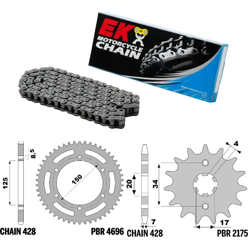 Kit trasmissione catena ek428d - kit,