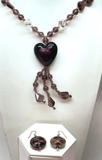 Set collana cuore vetro viola